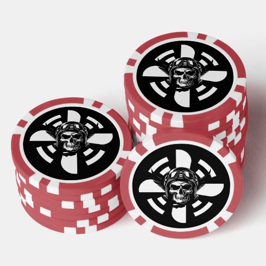 Schedelpiloot & Vliegtuigpropeller, minimalistisch Poker Chips (Opstapeling)
