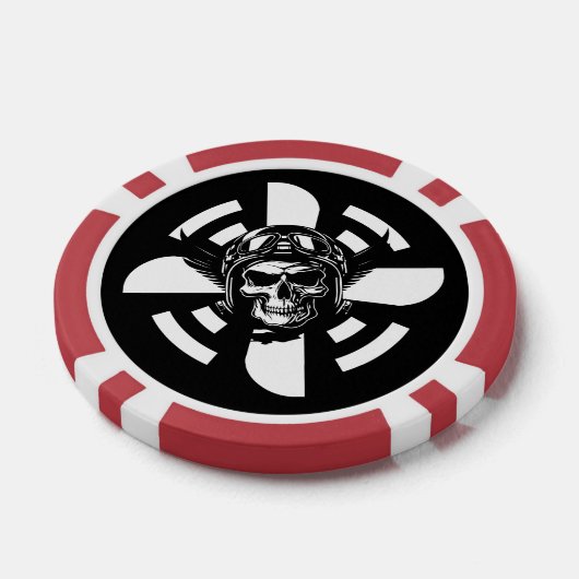 Schedelpiloot & Vliegtuigpropeller, minimalistisch Poker Chips (Enkel)
