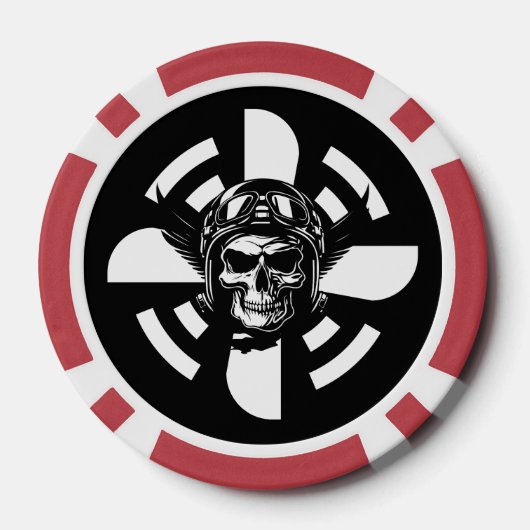Schedelpiloot & Vliegtuigpropeller, minimalistisch Poker Chips (Achterkant)