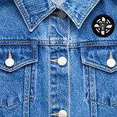 Schedelpiloot & Vliegtuigpropeller, minimalistisch Ronde Button 3,2 Cm