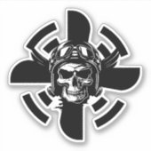 Schedelpiloot & Vliegtuigpropeller, minimalistisch Sticker (Voorkant)