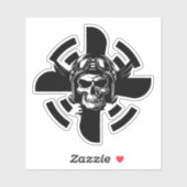 Schedelpiloot & Vliegtuigpropeller, minimalistisch Sticker (Vel)