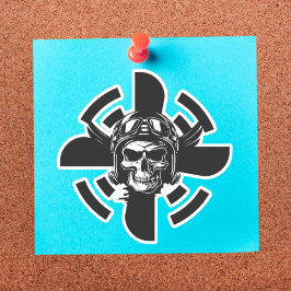 Schedelpiloot & Vliegtuigpropeller, minimalistisch Sticker