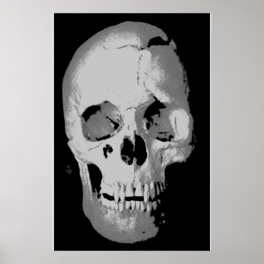 Schedelposter - Zwart & Wit Pop Art, Fantasy Art Poster (Voorkant)