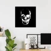 Schedelposter - Zwart & Wit Pop Art, Fantasy Art Poster (Thuiskantoor)
