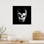 Schedelposter - Zwart & Wit Pop Art, Fantasy Art Poster (Keuken)