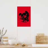 Schedelposterprint - Zwarte & Rode Popart Poster (Keuken)