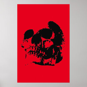 Schedelposterprint - Zwarte & Rode Popart Poster