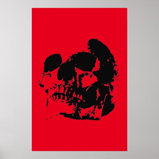 Schedelposterprint - Zwarte & Rode Popart Poster (Voorkant)
