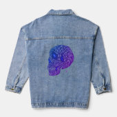 Schedelprint denim jas in paars en blauw jacket (Achterkant)