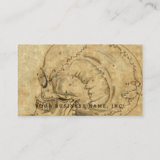 schedelprofielgravering met letters visitekaartje (Voorkant)