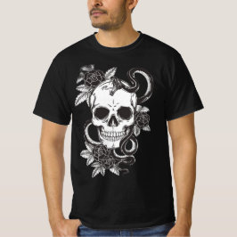 Schedelroos en Slang T-shirt