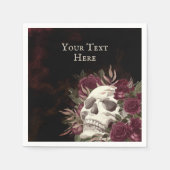 Schedelrozen Bourgondië Zwarte Grunge Persoonlijk Servet (Voorkant)