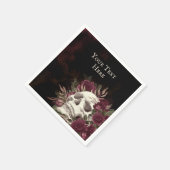 Schedelrozen Bourgondië Zwarte Grunge Persoonlijk Servet (Hoek)