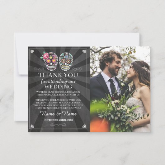 Schedels Bedankt Fotokaart Gothische Halloween Kaart (Voorkant)