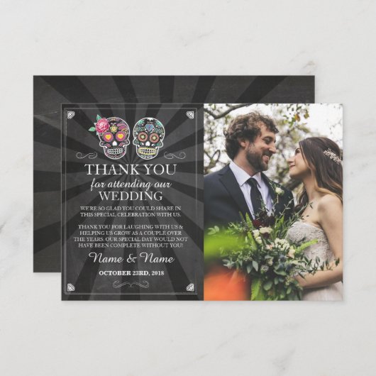 Schedels Bedankt Fotokaart Gotische Halloween Kaart (Voorkant / Achterkant)