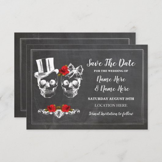 Schedels Bewaar de datum Rustieke Rozen Kaart (Voorkant / Achterkant)