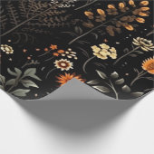 Schedels Bloemen en groen Zwart Halloween Cadeaupapier (Hoek)