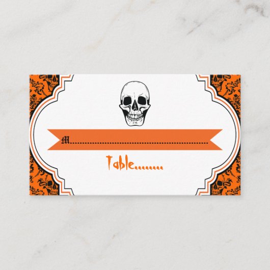 Schedels damask sinaasappel, zwarte trouwplaats ka plaatskaartje (Voorkant)