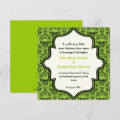 Schedels damast groen, zwart Halloween bruiloft Kaart (Voorkant / Achterkant)