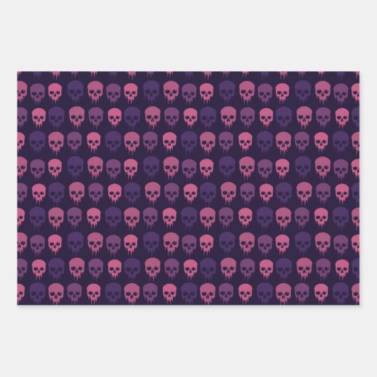Schedels Druppelen In Roze En Paarse Inpakpapier Vel (Voorkant 2)