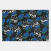 Schedels en Blauwe Rozen | Cool Funky Dark Grunge Inpakpapier Vel (Voorkant)