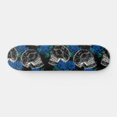 Schedels en Blauwe Rozen | Cool Funky Dark Grunge Persoonlijk Skateboard (Horizontaal)