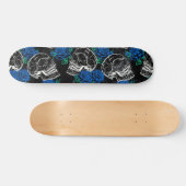 Schedels en Blauwe Rozen | Cool Funky Dark Grunge Persoonlijk Skateboard (Horizontaal)