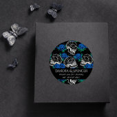 Schedels en Blauwe Rozen | Cool Funky Donker Dank  Ronde Sticker