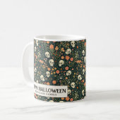 Schedels en Bloemen Groene Halloween Koffiemok (Voorkant links)