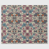 Schedels en bloemen Halloween Cadeaupapier (Vlak)