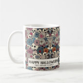 Schedels en bloemen Halloween Koffiemok (Links)