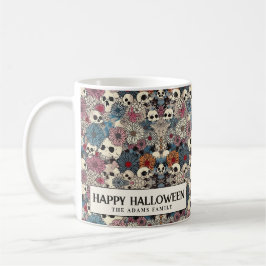Schedels en bloemen Halloween Koffiemok
