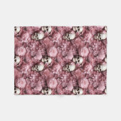 Schedels en bloemen! Roze en crème deken! Fleece Deken (Voorkant (Horizontaal))