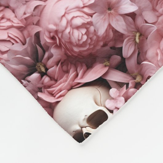 Schedels en bloemen! Roze en crème deken! Fleece Deken (Hoek)