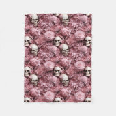 Schedels en bloemen! Roze en crème deken! Fleece Deken (Voorkant)