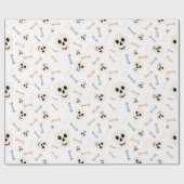 Schedels en Botten White Halloween Wrapping Paper Cadeaupapier (Vlak)