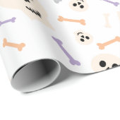 Schedels en Botten White Halloween Wrapping Paper Cadeaupapier (Rol Hoek)