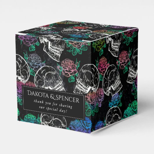 Schedels en donkere Rozen | Funky Glam Ombre Bedan Bedankdoosjes (Voorkant Zijde)