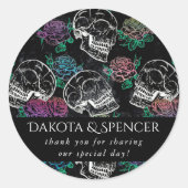 Schedels en donkere Rozen | Funky Glam Ombre Bedan Ronde Sticker (Voorkant)