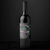 Schedels en donkere Rozen | Funky Glam Ombre Bedan Wijn Etiket