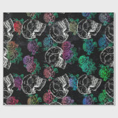 Schedels en donkere Rozen | Funky Glam Ombre Grung Cadeaupapier (Vlak)