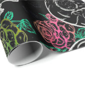 Schedels en donkere Rozen | Funky Glam Ombre Grung Cadeaupapier (Rol Hoek)