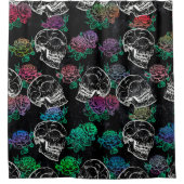 Schedels en donkere Rozen | Funky Glam Ombre Grung Douchegordijn (Voorkant)