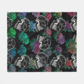 Schedels en donkere Rozen | Funky Glam Ombre Grung Fleece Deken (Voorkant (Horizontaal))