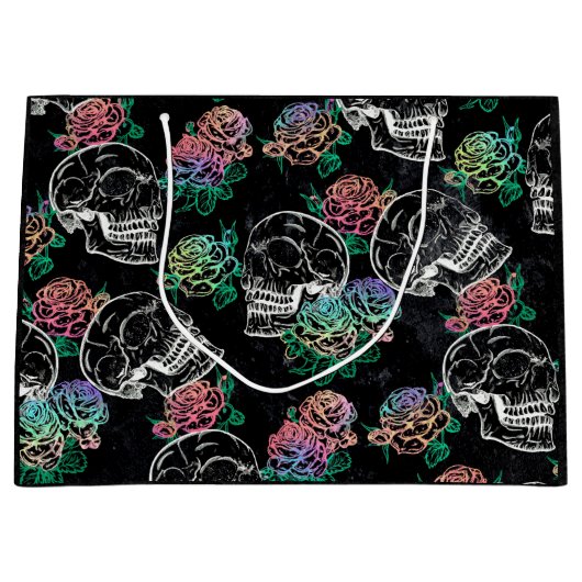 Schedels en donkere Rozen | Funky Glam Ombre Grung Groot Cadeauzakje (Voorkant)