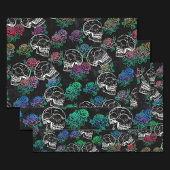 Schedels en donkere Rozen | Funky Glam Ombre Grung Inpakpapier Vel