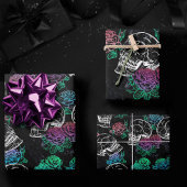 Schedels en donkere Rozen | Funky Glam Ombre Grung Inpakpapier Vel