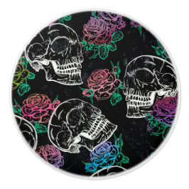 Schedels en donkere Rozen | Funky Glam Ombre Grung Keramische Knop