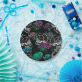 Schedels en donkere Rozen | Funky Glam Ombre Grung Papieren Bordje (Feest)